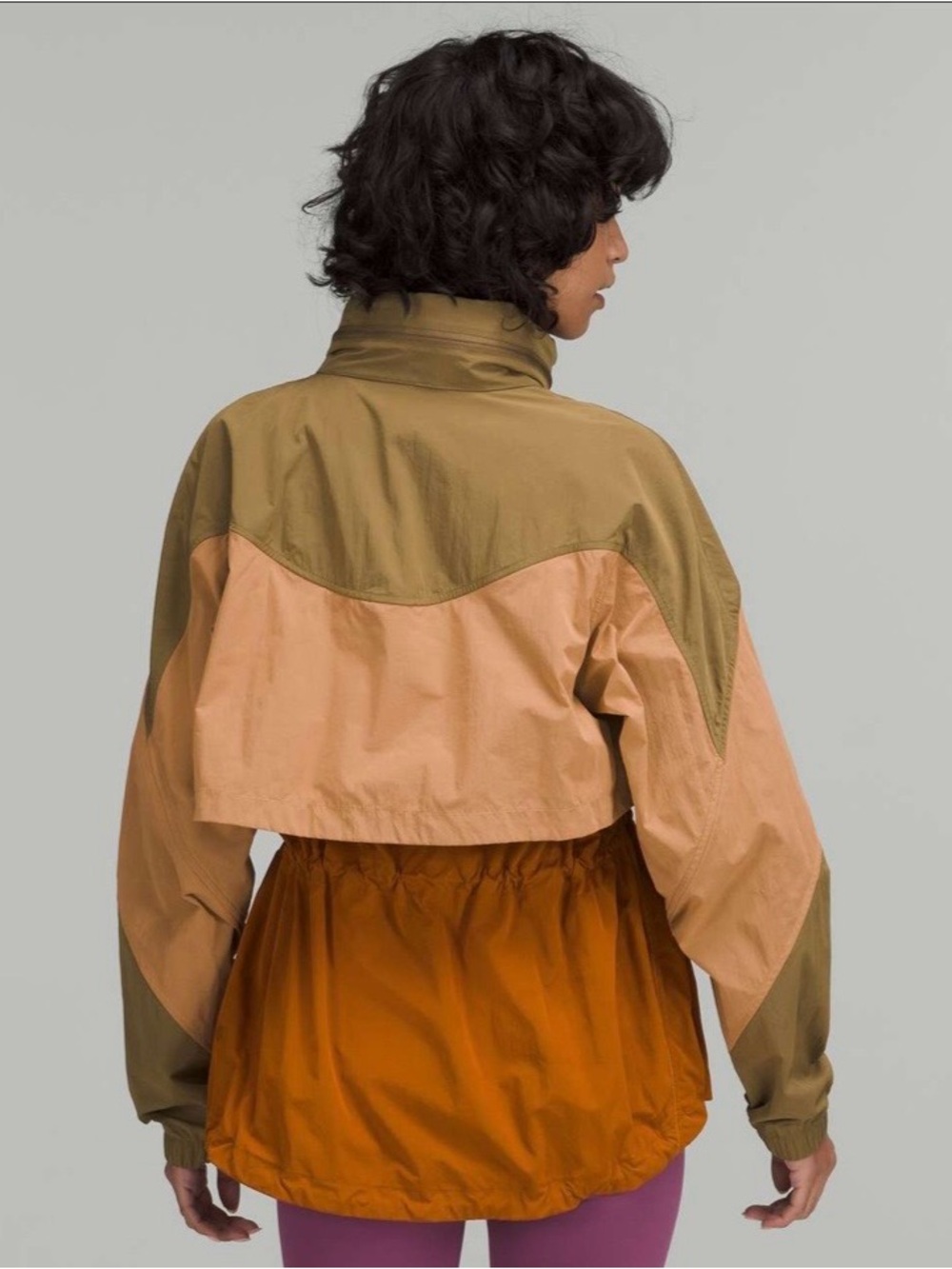 Women’s Colorblock Anorak Jacket in Rust and Olive and Peach Tan- Lululemon - Picture 2 of 7
